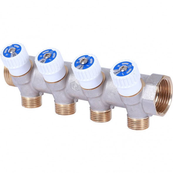 SMB 6852 011204 STOUT Коллектор распределительный 1 , 4 отвода 1/2  плоское уплотнение