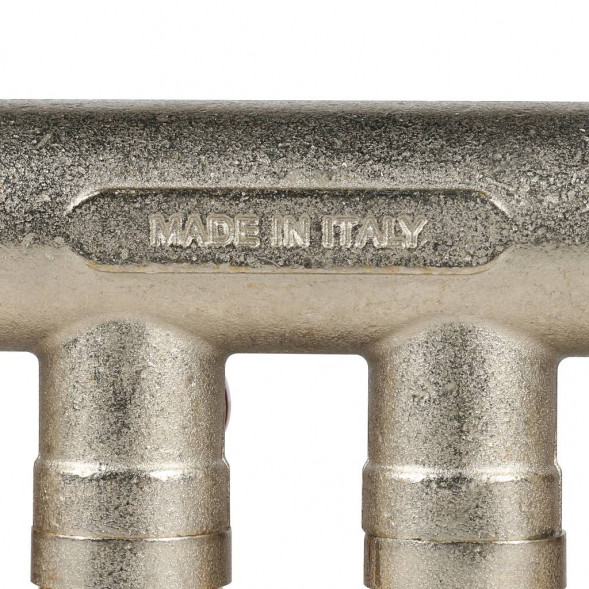 SMB 6200 341204 STOUT Коллектор с шаровыми кранами 3/4 , 4 отвода 1/2  (красные ручки) (620056N0504R4B)