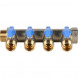 SMB 6201 341204 STOUT Коллектор с шаровыми кранами 3/4 , 4 отвода 1/2  (синие ручки) (620056N0504B4B)