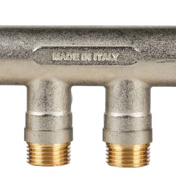 SMB 6201 341204 STOUT Коллектор с шаровыми кранами 3/4 , 4 отвода 1/2  (синие ручки) (620056N0504B4B)