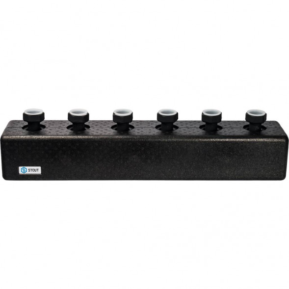 SDG-0016-004003 STOUT Стальной распределительный коллектор 3 отопительных контура. В теплоизоляции DN 25