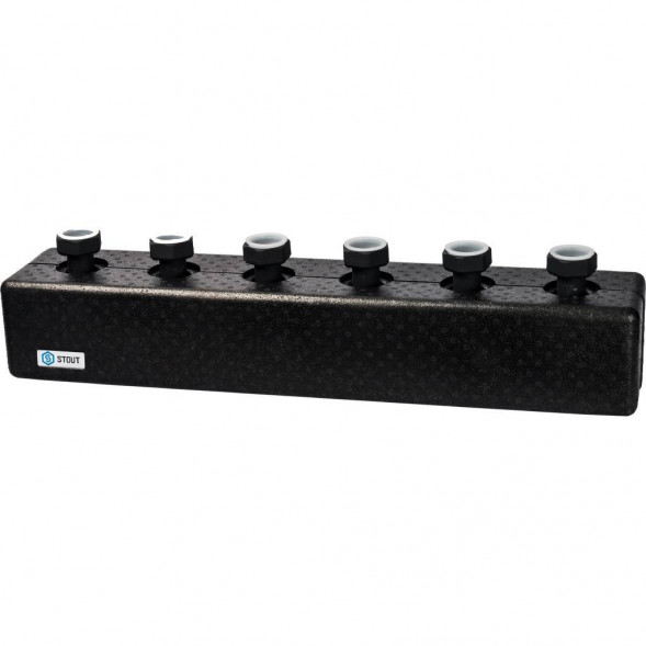 SDG-0016-004003 STOUT Стальной распределительный коллектор 3 отопительных контура. В теплоизоляции DN 25