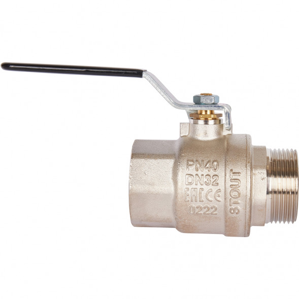 Кран шаровой STOUT полнопроходной, ВР/НР, ручка рычаг 1 1/4