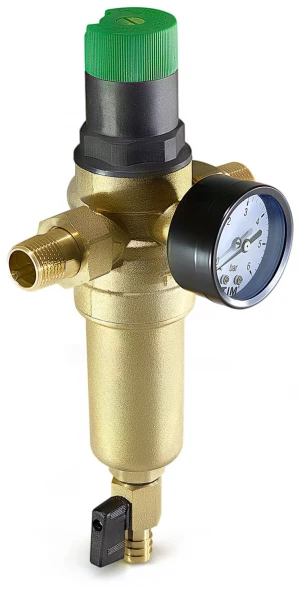 Фильтр с редуктором и манометром 1", латунный корпус TIM