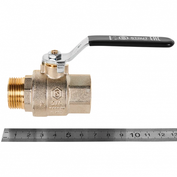 Кран шаровой полнопроходной STOUT ВР/НР ручка рычаг 3/4