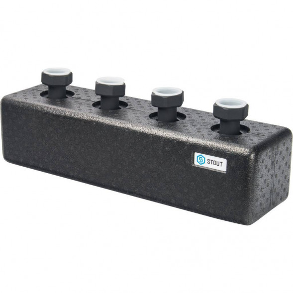 SDG-0016-004002 STOUT Стальной распределительный коллектор 2 отопительных контура. В теплоизоляции DN 25