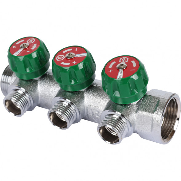 SMB-6849-341203 STOUT Коллектор регулирующий 3/4 , 3 отвода 1/2  плоское уплотнение