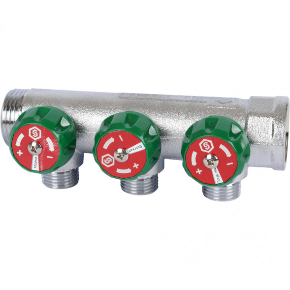 SMB-6849-341203 STOUT Коллектор регулирующий 3/4 , 3 отвода 1/2  плоское уплотнение