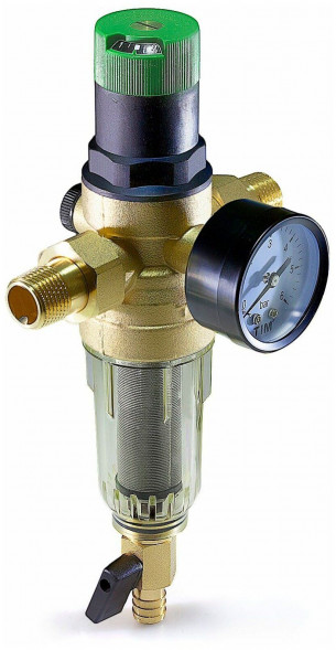 Фильтр с редуктором и манометром 1", стеклянный корпус TIM