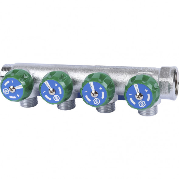 SMB-6849-341204 STOUT Коллектор регулирующий 3/4 , 4 отвода 1/2  плоское уплотнение