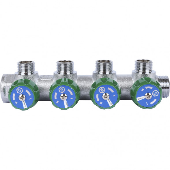 SMB-6849-341204 STOUT Коллектор регулирующий 3/4 , 4 отвода 1/2  плоское уплотнение