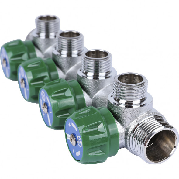 SMB-6849-341204 STOUT Коллектор регулирующий 3/4 , 4 отвода 1/2  плоское уплотнение
