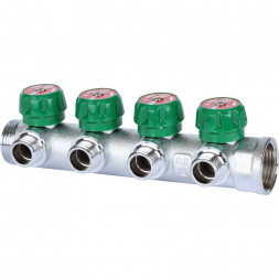 SMB-6849-011204 STOUT Коллектор регулирующий 1 , 4 отвода 1/2  плоское уплотнение