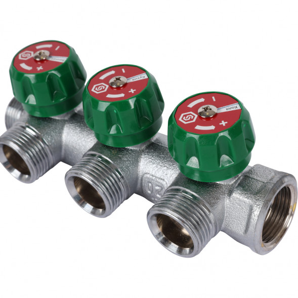 SMB-6850-343403 STOUT Коллектор регулирующий 3/4 , 3 отвода 3/4 ЕК