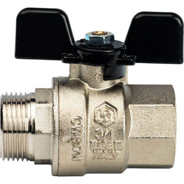 Кран шаровой полнопроходной STOUT ВР/НР, ручка бабочка 3/4