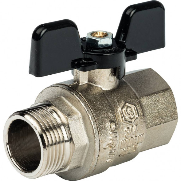 Кран шаровой полнопроходной STOUT ВР/НР, ручка бабочка 3/4