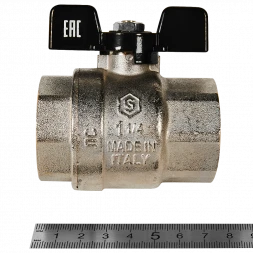 Кран шаровой полнопроходной STOUT ВР/ВР ручка бабочка 1 1/4
