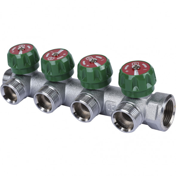 SMB-6850-343404 STOUT Коллектор регулирующий 3/4 , 4 отвода 3/4 ЕК