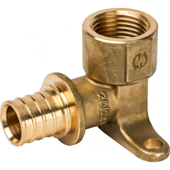 SFA-0009-002012 STOUT Угольник настенный с креплением 20xRp 1/2  для труб из сшитого полиэтилена аксиальный (340023H042028B)