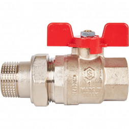 Кран шаровой полнопроходной с американкой STOUT ВР/НР, ручка бабочка 1 (EPDM)