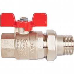 Кран шаровой полнопроходной с американкой STOUT ВР/НР, ручка бабочка 1 (EPDM)