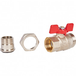 Кран шаровой полнопроходной с американкой STOUT ВР/НР, ручка бабочка 1 (EPDM)