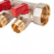 SMB 6210 011202 STOUT Коллектор с шаровыми кранами 1 , 2 отвода 1/2  (красные ручки) (6200R6N1004R2B)