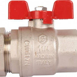 Кран шаровой STOUT полнопроходной с американкой , ВР/НР, ручка бабочка 1 1/4 (EPDM)