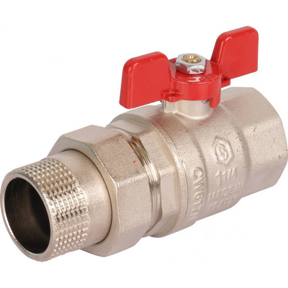 Кран шаровой STOUT полнопроходной с американкой , ВР/НР, ручка бабочка 1 1/4 (EPDM)