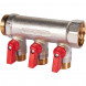 SMB 6210 011203 STOUT Коллектор с шаровыми кранами 1 , 3 отвода 1/2  (красные ручки) (6200R6N1004R3B)