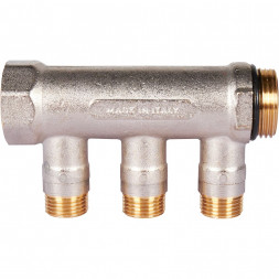 SMB 6210 011203 STOUT Коллектор с шаровыми кранами 1 , 3 отвода 1/2  (красные ручки) (6200R6N1004R3B)