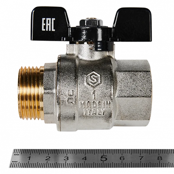Кран шаровой полнопроходной STOUT ВР/НР ручка бабочка 1