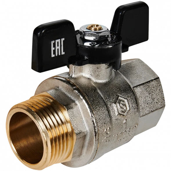 Кран шаровой полнопроходной STOUT ВР/НР ручка бабочка 1