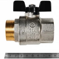 Кран шаровой полнопроходной STOUT ВР/НР ручка бабочка 1 1/4