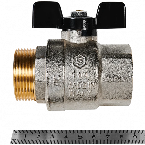 Кран шаровой полнопроходной STOUT ВР/НР ручка бабочка 1 1/4