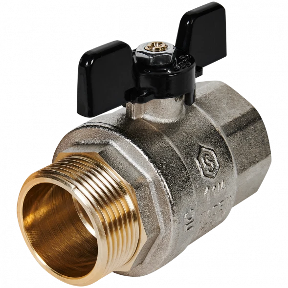 Кран шаровой полнопроходной STOUT ВР/НР ручка бабочка 1 1/4