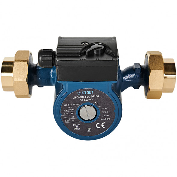 SPC-0011-3260180 STOUT Циркуляционный насос 32-60/180 220/240V 50Hz с латунными гайками G2 x Rp 1 1/4