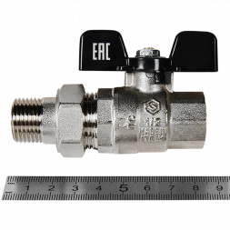Кран шаровой полнопроходной с американкой STOUT ВР/НР ручка бабочка 1/2