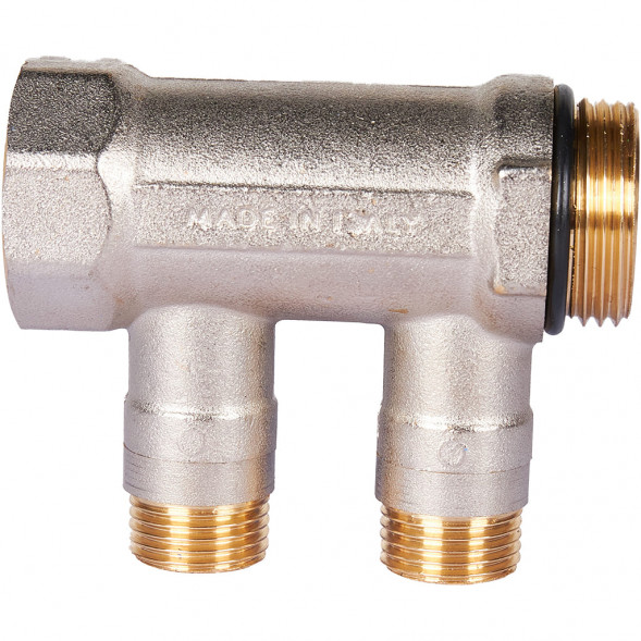 SMB 6211 011202 STOUT Коллектор с шаровыми кранами 1 , 2 отвода 1/2  (синие ручки) (6200R6N1004B2B)