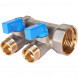 SMB 6211 011202 STOUT Коллектор с шаровыми кранами 1 , 2 отвода 1/2  (синие ручки) (6200R6N1004B2B)