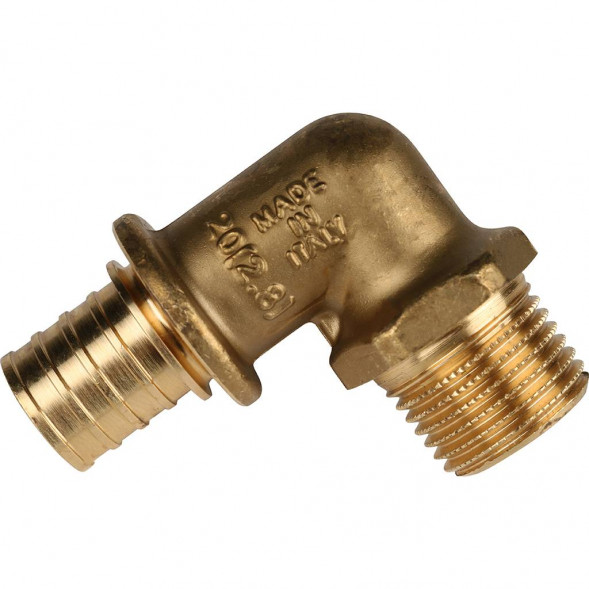 SFA-0005-002012 STOUT Угольник-переходник с наружной резьбой 20xR 1/2  для труб из сшитого полиэтилена аксиальный (340021H042028B)