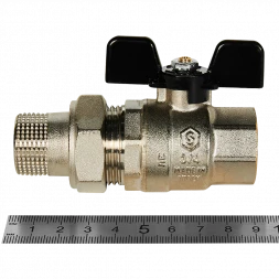 Кран шаровой полнопроходной с американкой STOUT ВР/НР ручка бабочка 3/4