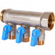 SMB 6211 011203 STOUT Коллектор с шаровыми кранами 1 , 3 отвода 1/2  (синие ручки) (6200R6N1004B3B)