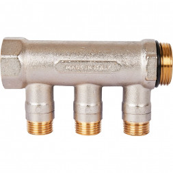 SMB 6211 011203 STOUT Коллектор с шаровыми кранами 1 , 3 отвода 1/2  (синие ручки) (6200R6N1004B3B)