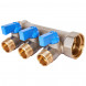 SMB 6211 011203 STOUT Коллектор с шаровыми кранами 1 , 3 отвода 1/2  (синие ручки) (6200R6N1004B3B)