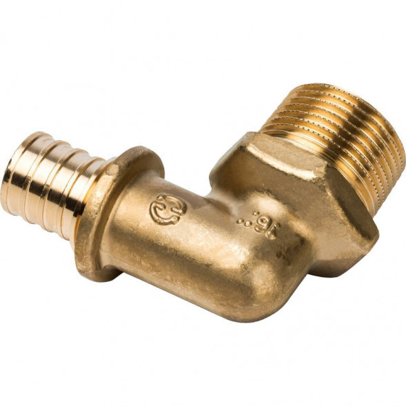 SFA-0005-002034 STOUT Угольник-переходник с наружной резьбой 20xR 3/4  для труб из сшитого полиэтилена аксиальный (340021H052028B)