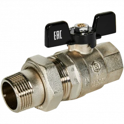 Кран шаровой полнопроходной с американкой STOUT ВР/НР ручка бабочка 1