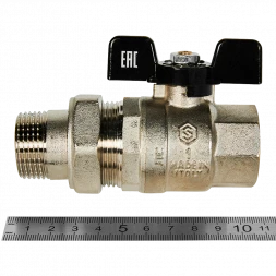 Кран шаровой полнопроходной с американкой STOUT ВР/НР ручка бабочка 1
