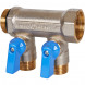 SMB 6211 341202 STOUT Коллектор с шаровыми кранами 3/4 , 2 отвода 1/2  (синие ручки) (6200R6N0504B2B)