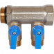 SMB 6211 341202 STOUT Коллектор с шаровыми кранами 3/4 , 2 отвода 1/2  (синие ручки) (6200R6N0504B2B)